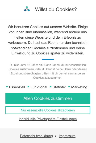 Beispiel Cookie-Hinweis, der mit dem Cookie-Plugin "Real Cookie Banner" erstellt wurde.